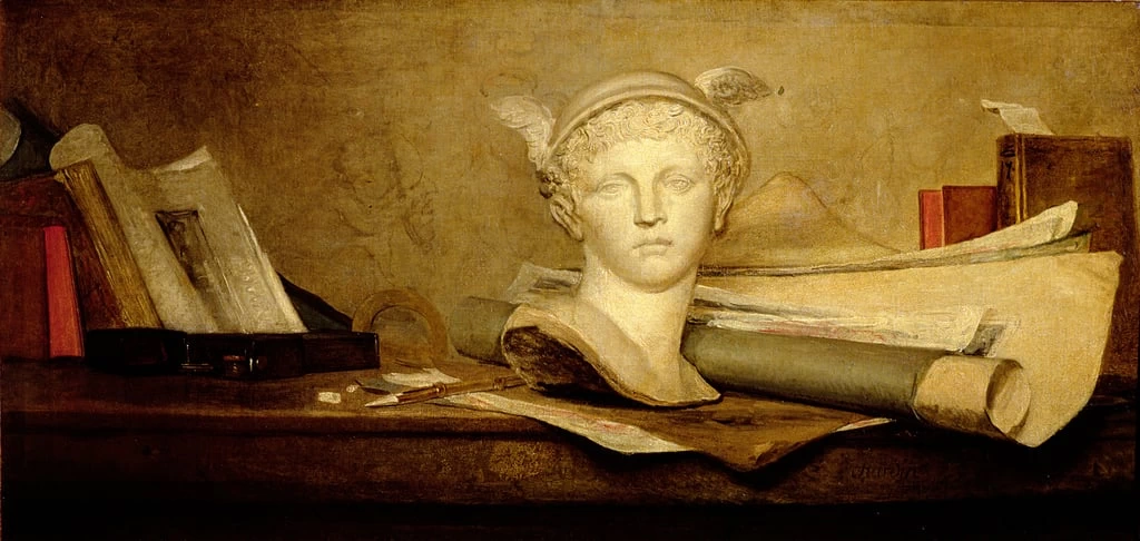 Jean Siméon Chardin - natura morta con attributi delle arti, Pushkin Museum, Moscow